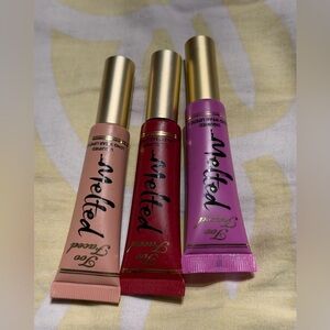 Too Faced Melted Liquid Lipstick Trio MELTED VIOLET Velvet Sugar Set Bundle Lot